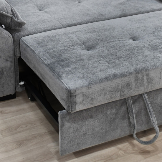 كنبة قابلة للتعديل إلى سرير بظهر مائل - رمادي كنبة قابلة للتعديل إلى سرير بظهر مائل - رمادي