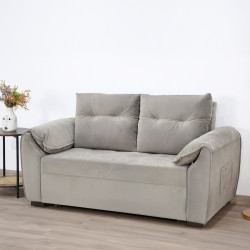 كنبة قابلة للتعديل إلى سرير بظهر مائل - رمادي فضي كنبة قابلة للتعديل إلى سرير بظهر مائل - رمادي فضي