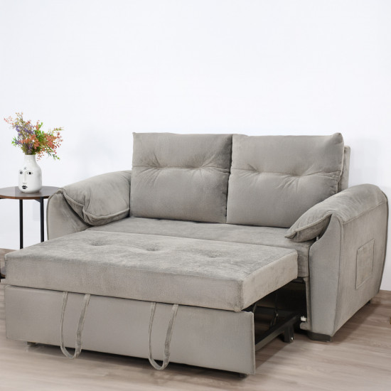 كنبة قابلة للتعديل إلى سرير بظهر مائل - رمادي فضي كنبة قابلة للتعديل إلى سرير بظهر مائل - رمادي فضي