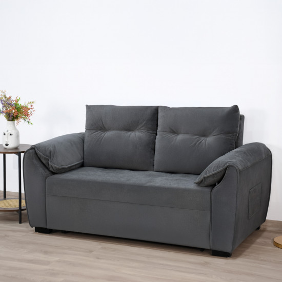 كنبة قابلة للتعديل إلى سرير بظهر مائل - رمادي غامق كنبة قابلة للتعديل إلى سرير بظهر مائل - رمادي غامق