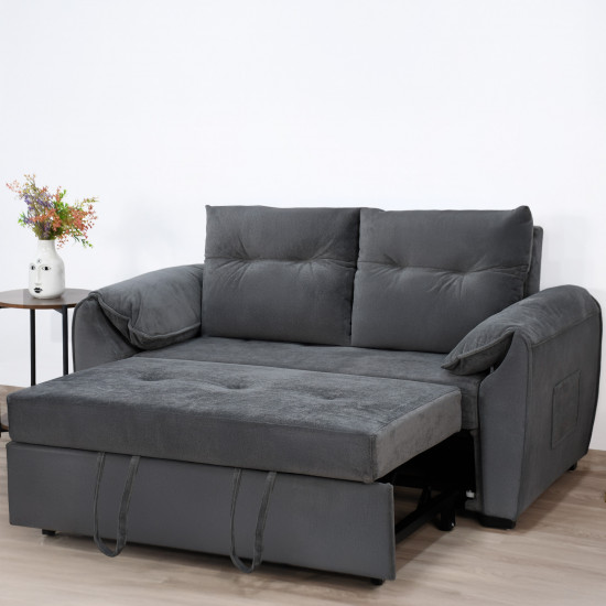 كنبة قابلة للتعديل إلى سرير بظهر مائل - رمادي غامق كنبة قابلة للتعديل إلى سرير بظهر مائل - رمادي غامق