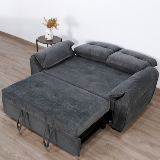 كنبة قابلة للتعديل إلى سرير بظهر مائل - رمادي غامق كنبة قابلة للتعديل إلى سرير بظهر مائل - رمادي غامق