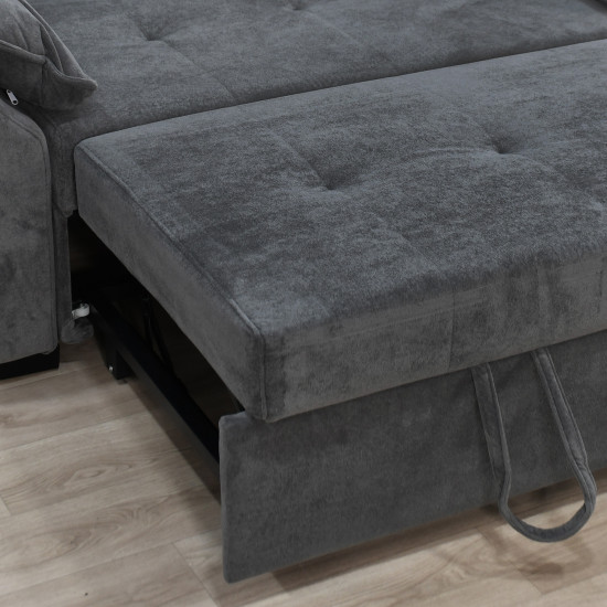 كنبة قابلة للتعديل إلى سرير بظهر مائل - رمادي غامق كنبة قابلة للتعديل إلى سرير بظهر مائل - رمادي غامق
