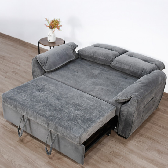 كنبة قابلة للتعديل إلى سرير بظهر مائل - رمادي كنبة قابلة للتعديل إلى سرير بظهر مائل - رمادي