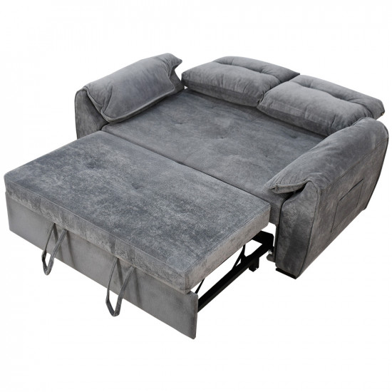 كنبة قابلة للتعديل إلى سرير بظهر مائل - رمادي كنبة قابلة للتعديل إلى سرير بظهر مائل - رمادي
