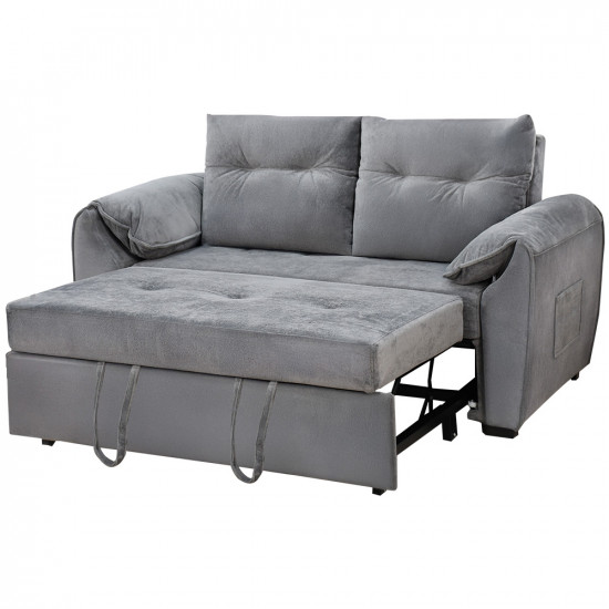 كنبة قابلة للتعديل إلى سرير بظهر مائل - رمادي كنبة قابلة للتعديل إلى سرير بظهر مائل - رمادي