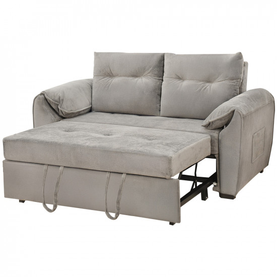 كنبة قابلة للتعديل إلى سرير بظهر مائل - رمادي فضي كنبة قابلة للتعديل إلى سرير بظهر مائل - رمادي فضي