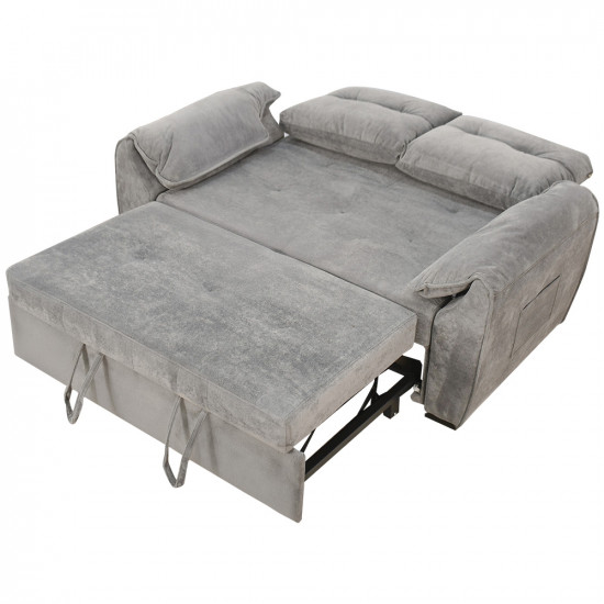كنبة قابلة للتعديل إلى سرير بظهر مائل - رمادي فضي كنبة قابلة للتعديل إلى سرير بظهر مائل - رمادي فضي