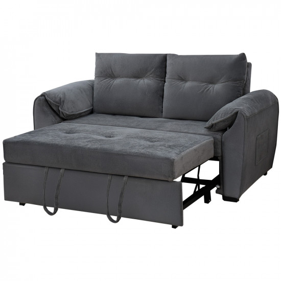 كنبة قابلة للتعديل إلى سرير بظهر مائل - رمادي غامق كنبة قابلة للتعديل إلى سرير بظهر مائل - رمادي غامق