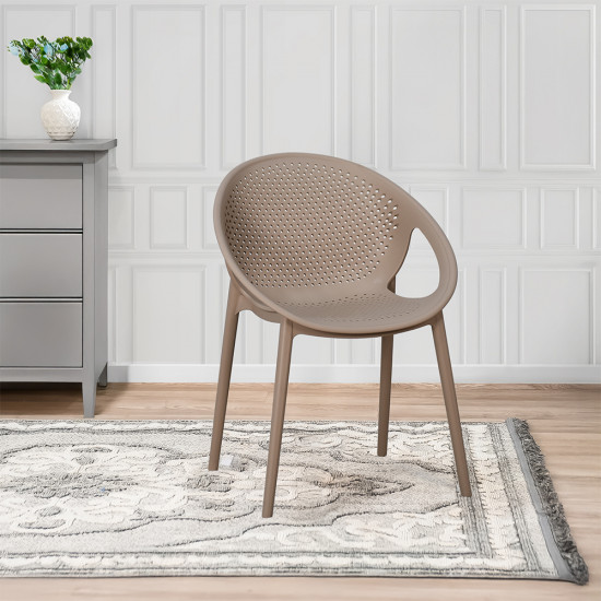 كرسي بلاستيك عصري بظهر مثقّب كافيه كرسي بلاستيك عصري بظهر مثقّب كافيه