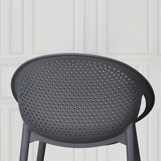 كرسي بلاستيك عصري بظهر مثقّب رمادي كرسي بلاستيك عصري بظهر مثقّب رمادي