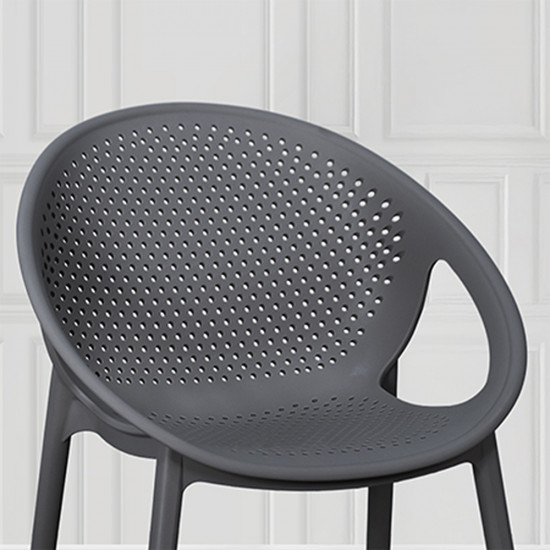 كرسي بلاستيك عصري بظهر مثقّب رمادي كرسي بلاستيك عصري بظهر مثقّب رمادي