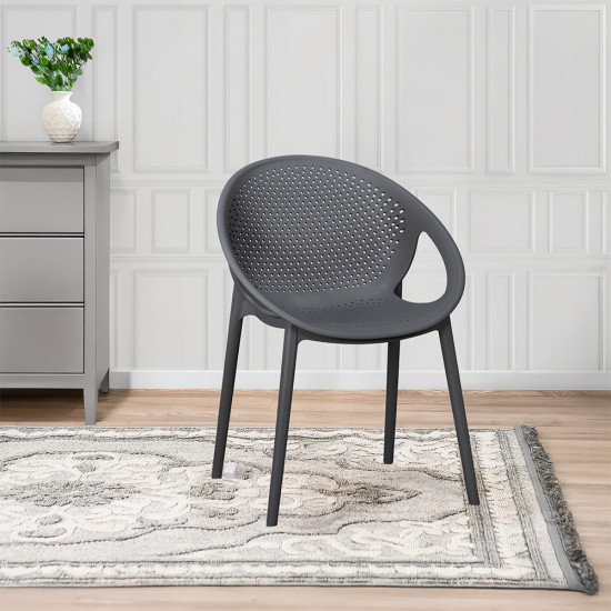 كرسي بلاستيك عصري بظهر مثقّب رمادي كرسي بلاستيك عصري بظهر مثقّب رمادي