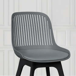 كرسي بلاستيك عصري مع مقعد جلد رمادي غامق كرسي بلاستيك عصري مع مقعد جلد رمادي غامق