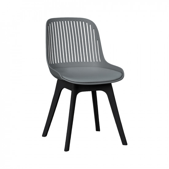 كرسي بلاستيك عصري مع مقعد جلد رمادي غامق كرسي بلاستيك عصري مع مقعد جلد رمادي غامق