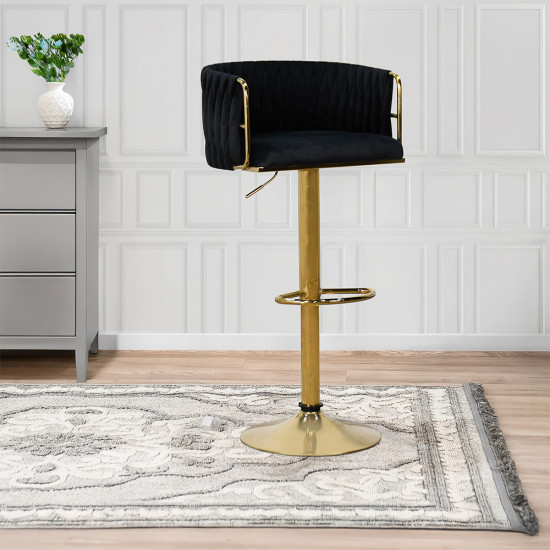 كرسي بار قماش مخمل أسود كرسي بار قماش مخمل أسود