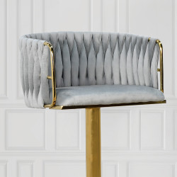 كرسي بار قماش مخمل رمادي