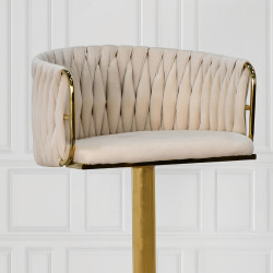 كرسي بار قماش مخمل بيج