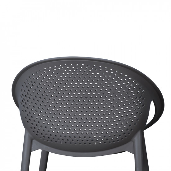 كرسي بلاستيك عصري بظهر مثقّب رمادي كرسي بلاستيك عصري بظهر مثقّب رمادي
