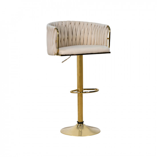 كرسي بار قماش مخمل بيج