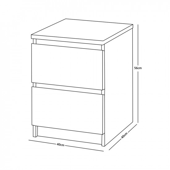 طاولة سرير جانبية 2 درج أبيض