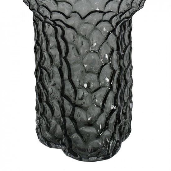 فازة زجاج شفاف ستايل مميز رمادي فازة زجاج شفاف ستايل مميز رمادي