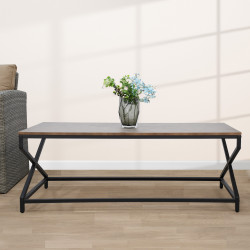 طاولة خدمة مفردة من الخشب والمعدن بني