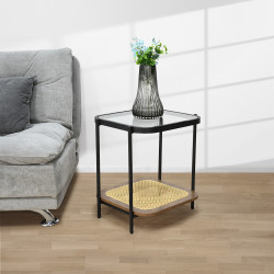 طاولة خدمة مفرد 2 دور سطح زجاجي