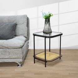 طاولة خدمة مفرد 2 دور سطح زجاجي