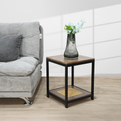 طاولة خدمة مفرد 2 دور من الخشب والراتان