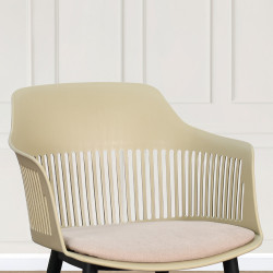 كرسي مودرن بلاستيك مع تنجيد قماش كاكي كرسي مودرن بلاستيك مع تنجيد قماش كاكي