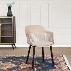 كرسي مودرن بلاستيك مع تنجيد قماش بيج كرسي مودرن بلاستيك مع تنجيد قماش بيج