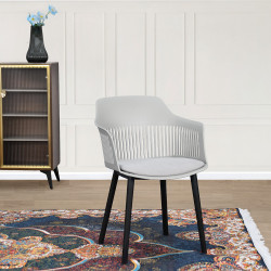 كرسي مودرن بلاستيك مع تنجيد قماش رمادي فاتح كرسي مودرن بلاستيك مع تنجيد قماش رمادي فاتح