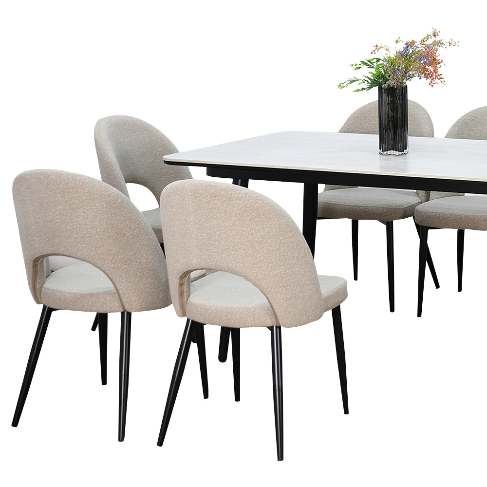 طاولة طعام سطح سيراميك 8 كراسي مع أرجل معدنية