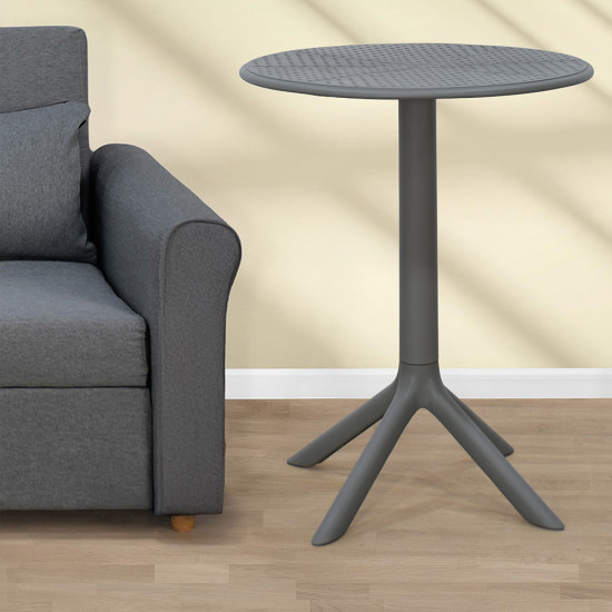 طاولة خدمة مفردة دائرية من البلاستيك رمادي طاولة خدمة مفردة دائرية من البلاستيك رمادي