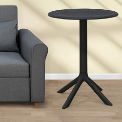 طاولة خدمة مفردة دائرية من البلاستيك أسود طاولة خدمة مفردة دائرية من البلاستيك أسود