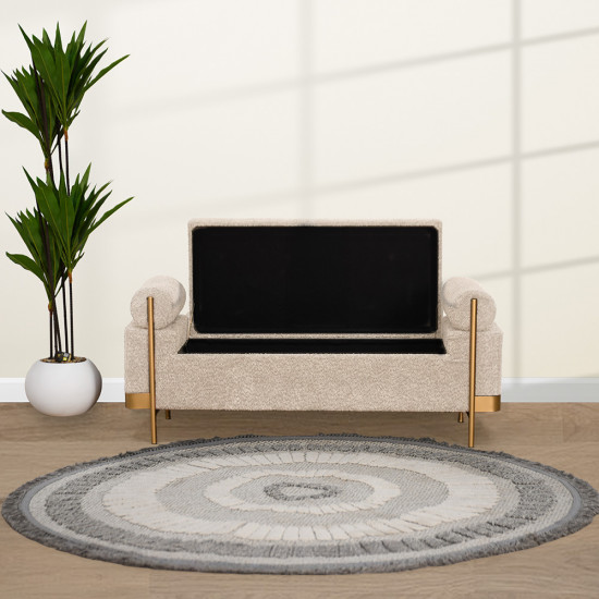 صندوق سجاد بقماش بوكليه وإطار ذهبي