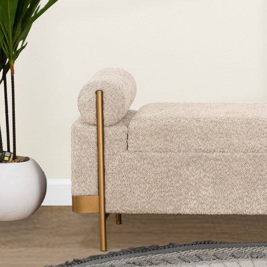 صندوق سجاد بقماش بوكليه وإطار ذهبي