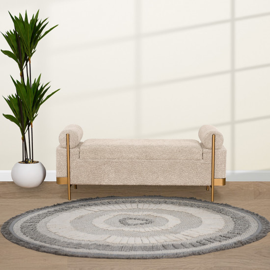 صندوق سجاد بقماش بوكليه وإطار ذهبي