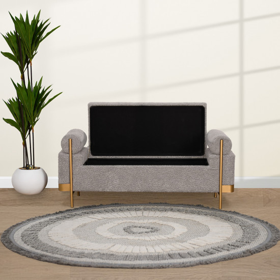 صندوق سجاد بقماش بوكليه وإطار ذهبي