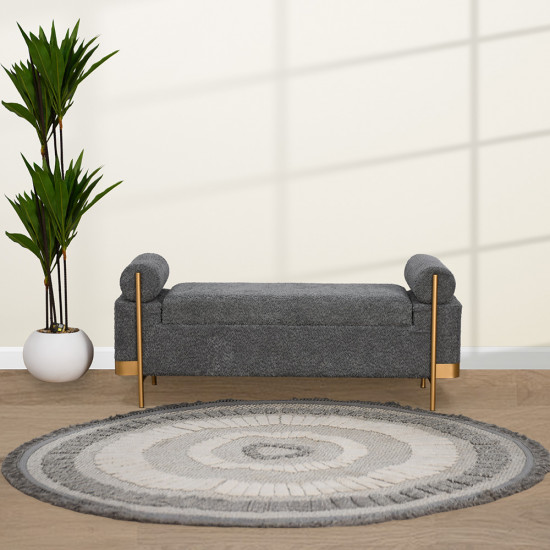 صندوق سجاد بقماش بوكليه وإطار ذهبي