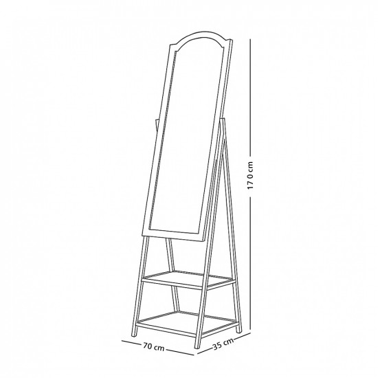 مرآه أستاند بإطار معدني مع أرفف تخزين مرآه أستاند بإطار معدني مع أرفف تخزين