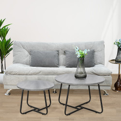 طقم طاولات خدمة 2 قطعة من الخشب رمادي