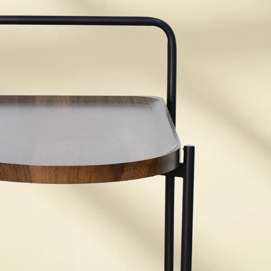 عربة تقديم عصرية من الخشب والمعدن بني