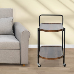 عربة تقديم عصرية من الخشب والمعدن بني