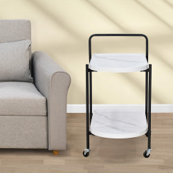 عربة تقديم من الخشب والمعدن أبيض عربة تقديم من الخشب والمعدن أبيض