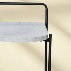 عربة تقديم عصرية من الخشب والمعدن رمادي عربة تقديم عصرية من الخشب والمعدن رمادي