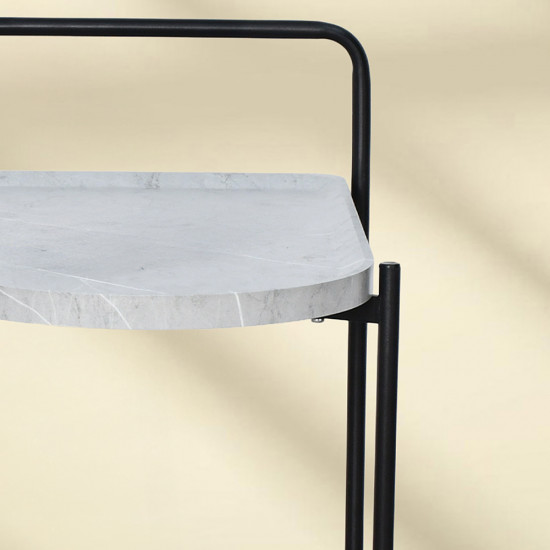 عربة تقديم عصرية من الخشب والمعدن رمادي عربة تقديم عصرية من الخشب والمعدن رمادي