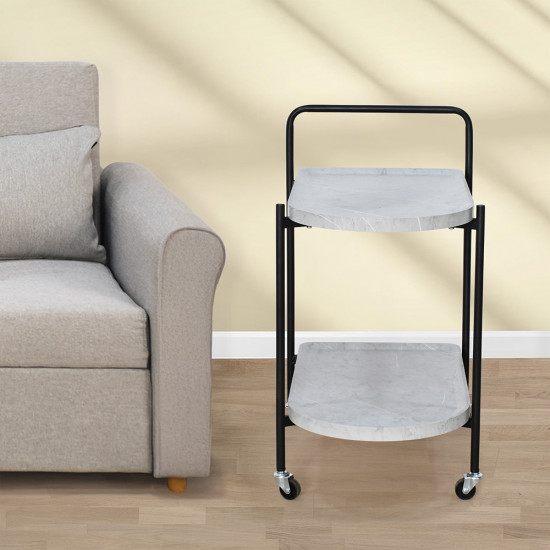 عربة تقديم عصرية من الخشب والمعدن رمادي عربة تقديم عصرية من الخشب والمعدن رمادي