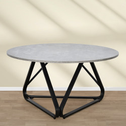 طاولة خدمة مفردة خشب مع قاعدة معدنية رمادي